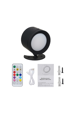 Yunboo Siyah Manyetik Duvar Lambası: 3 Renk Tonu Okuma Işığı Parlaklık Ayarlı/bellek , Rgb Stüdyo Işığı 10 Mod , Dokunmatik+uzaktan Kumanda, Hareket Sensörü, 2000mah Pil, Zamanlayıcı Siyah
