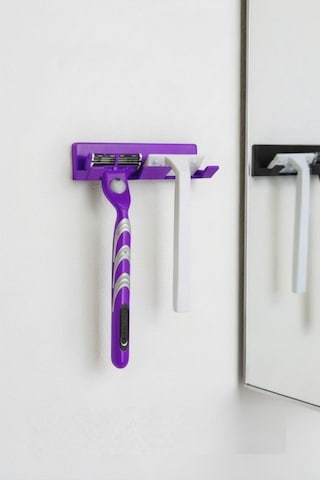 Mor Yapışkanlı Traş Bıçak Bıçağı 2 Jilet İçin Traş Bıçaklık 2li Jiletlik Banyo Organizer