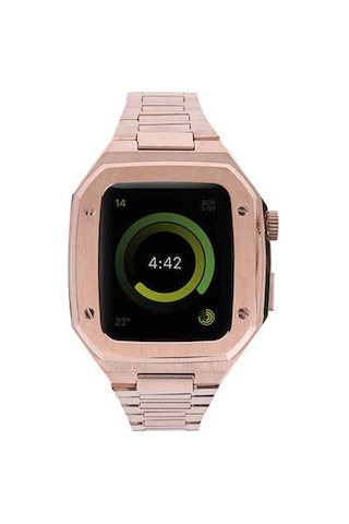 Apple Watch Uyumlu,44mm Metal Petek Kasalı Kordon - Rose Gold