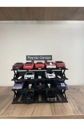 20 Araçlık Kişiye Özel Diecast Garaj Standı 1/64 Ölçek Uyumlu - Siyah