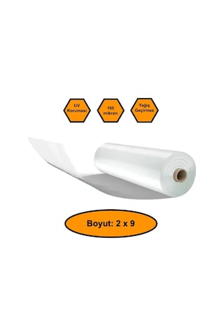 160 Micron Naylon Örtü, Şeffaf Su Geçirmez Naylon, 2x9 Metre