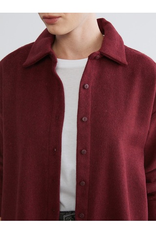 Lcwaıkıkı Classic Bordo Oversize Kadın Oduncu Gömlek Ceket