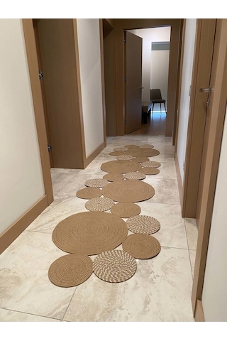 Mavaux Snake Hasır Jüt Bej Yolluk Halı Kilim Açık Bej