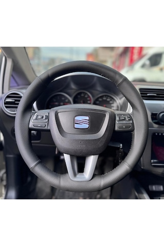Dikişli Direksiyon Kılıfı Siyah / Noktalı Deri Siyah Dikişli Seat Leon Bu Direksiyon İçin Siyah