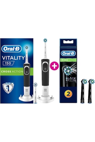 Oral-B Vitality D150 Cross Action Elektrikli Diş Fırçası + Siyah 2'li Yedek Başlık