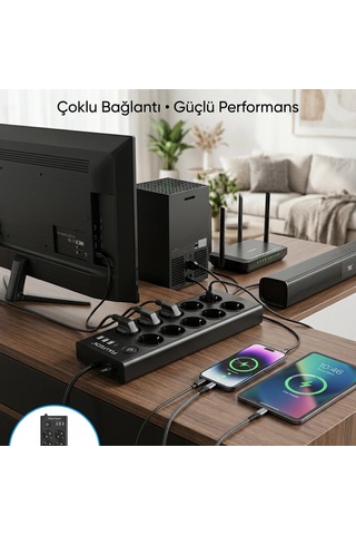 10 Prizli Usb Destekli Çoklu Priz Type-c Şarj Girişli Güvenli Güç Ünitesi Diğer