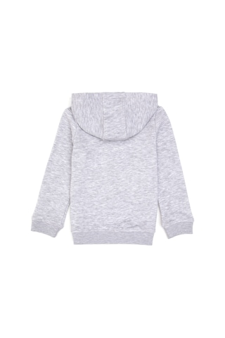 U.S. Polo Assn. Kız Çocuk Açık Gri Melanj Kapüşonlu Fermuarlı Basic Sweatshirt 50316837-VR091