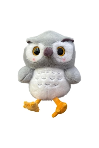 Sevimli Oturabilen Uyku Arkadaşım Baykuş 30 Cm Peluş Oyuncak Gri