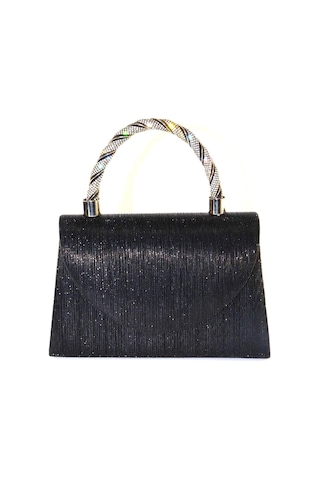 Lazer Kumaş Siyah Abiye Çanta Taşlı Kadın Abiye Çanta Abiye Çanta Siyah Abiye El Düğün Çantası
