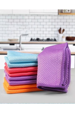 Teltree Mikrofiber Cam Temizleme Havluları - Yüksek Su Absorpsiyonu, Yüzük Desenli, 40x30 Cm, 5 Adet Paket Diğer