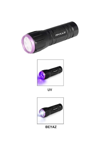 Ryuji Uv Ve Beyaz Renk 120 Lümen 10cm Pilli El Feneri Siyah