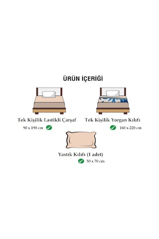 Ely Parker Tek Kişilik Nevresim Takımı (90x190 Lastikli Çarşaf+Yorgan Kılıfı+Yastık Kılıfı) Siyah 90 x 190