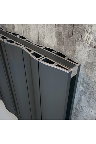 Lojimax Alüminyum Çift Panel Dikey Radyatör Amazonite Double 1800x204mm 2 Dilim Dokulu Antrasit Gri 931 W Yüksek Isıl Güç