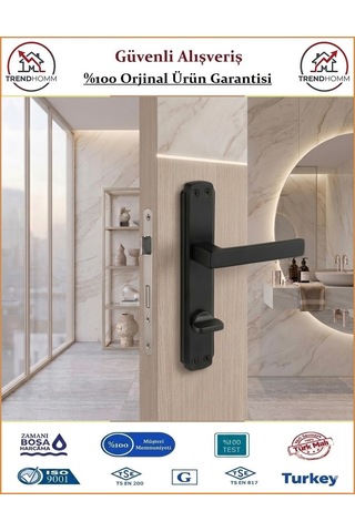 Grossavm Lama Aynalı Wc Banyo Kapı Kolu - Mat Siyah - Wc Sağ
