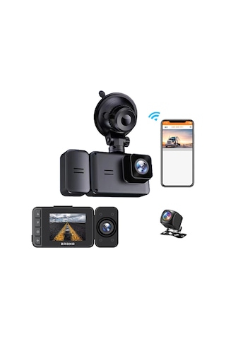 A18 Wifi Araç Kamerası Ön Ve Arka İç Çift Kameralı Araba Dvr, Gece Görüşlü Park Modu