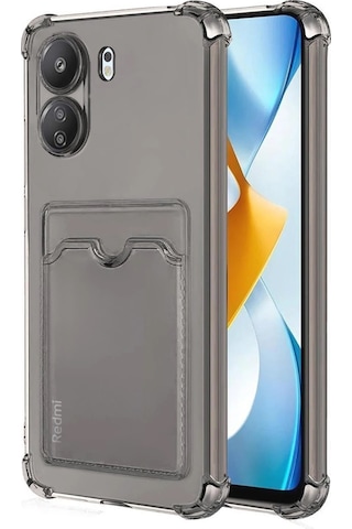 Xiaomi Redmi 13c Uyumlu Kartlı Şeffaf Silikon Kılıf Şeffaf