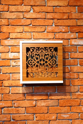 Modem Saklama Kutusu Sürgülü Yana Açılır 35 X 35 Motifli Ceviz