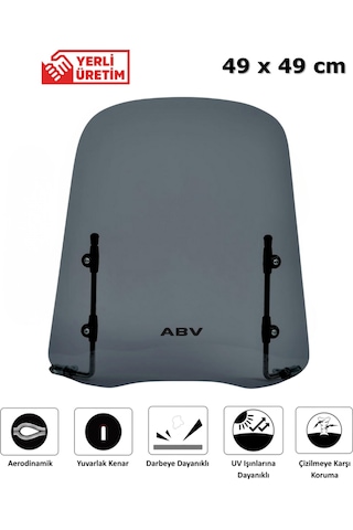 ABV Üniversal Füme Siperlik 49 x 49 CM + Bağlantı Ekipmanı (Motosiklet Camı)