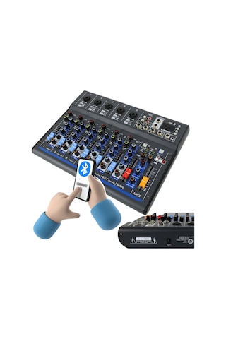 Midex MDX-07FXU 7 Kanal Ses Mikseri Deck Mikser Kayıt Bluetooth Usb Efekt