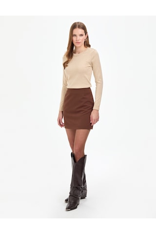 Pierre Cardin Kadın Koyu Kahverengi Etek Dokuma 50318251-vr084