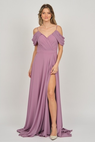 Lilas Xxl Kadın Derin Yırtmaçlı Uzun Abiye Elbise 5481027 Gül Kur Gül Kurusu