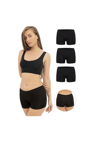 Arma Yıldız Basic Lazer Kesim Dikişsiz Kadın Boxer Külot 3'lü Paket Siyah Siyah