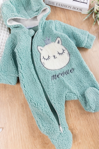 Babymod Kedi Figürlü Peluş Welsoft Kız/erkek Bebek Tulum Yeşil