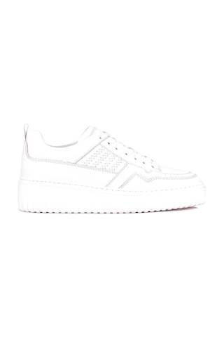 Shoetyle - Beyaz Hakiki Deri Bağcıklı Erkek Sneaker 115-k502-1331 Beyaz