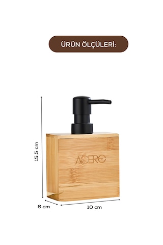 Vienev Bambu Dikdörtgen Sıvı Sabunluk Siyah Pompalı 220 Ml Çok Renkli