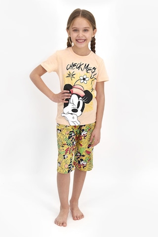 Minnie Mouse Lisanslı Check Me Out Yavruağzı Kız Çocuk Kapri Takımı Çok Renkli