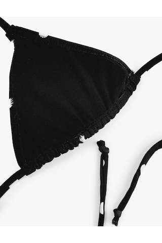 Koton Boyundan Bağlamalı Puantiyeli Üçgen Bikini Üstü Siyah 6sak10139mm