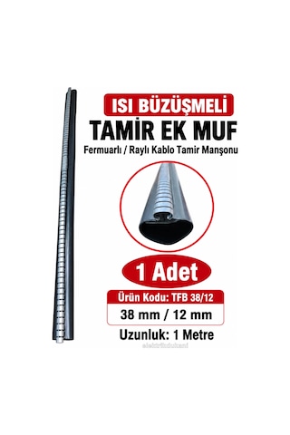 Tamflex 38mm/12mm 1mt Fermuarlı Yer Altı Kablo İçin Isı Büzüşmeli Tamir Ek Muf Borusu 4x6 - 4x10 Ara