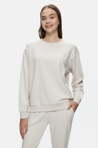 Ucla Sunnıva Bej Bisiklet Yaka Nakışlı Loose Fit Kadın Sweatshirt Bej