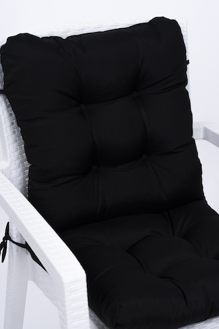 Altınpamuk Neva Pofidik Özel Dikişli Bağcıklı Arkalıklı Sandalye Minderi 44x88 CM Siyah