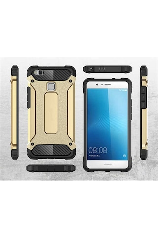 Kilifone - Huawei P9 Lite Mini Uyumlu - Kılıf Çift Katman Koruyucu Crash Military Tank Kılıf - Kırmızı Kırmızı