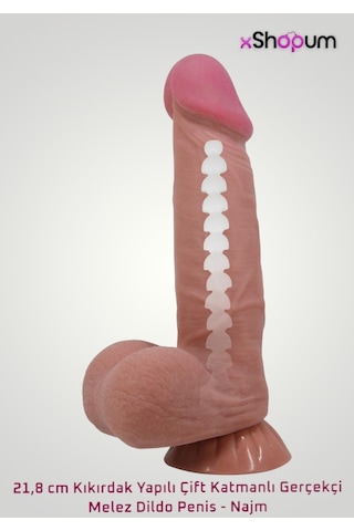 xShopum 21,8 Cm Kıkırdak Yapılı Çift Katmanlı Gerçekçi Melez Dildo Penis Najm