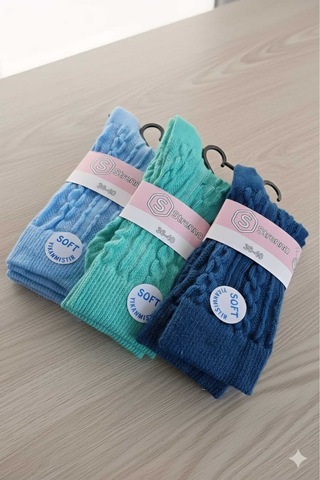 Kadın Lambswool Yün Çorap 3'lü Asorti Setler 36-40 Set 3