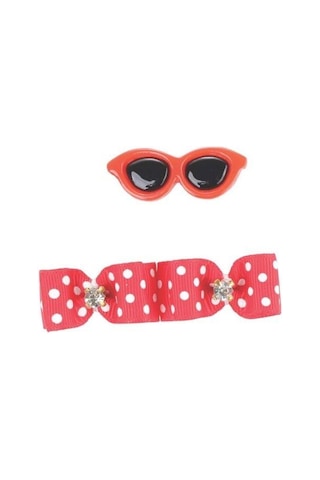 M-pets Glam Gözlük Ve Fiyonklu Kedi Ve Köpekler İçin Aksesuar Toka Kırmızı Mavi