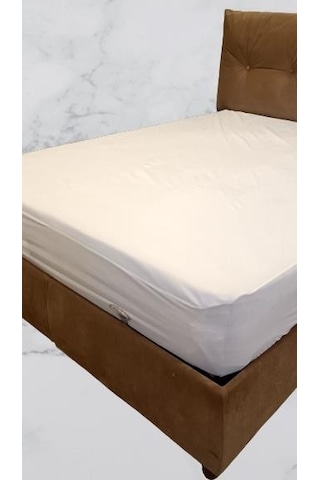 Yatak Koruyucu Çraşaf 160x200 Model Alez Fitted Full Kenar Sıvı Geçirmez El Yapım Beyaz