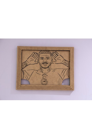 Led Işıklı Lazer Tasarımı Ünlü Futbolcu Figürlü Tablo Galatasaray Temalı Özel Tasarım Çerçeveli