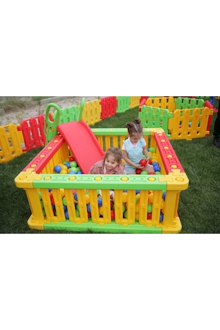 Kare Top Havuzu + Oyun Topları + Kaydırak 3'lü Set