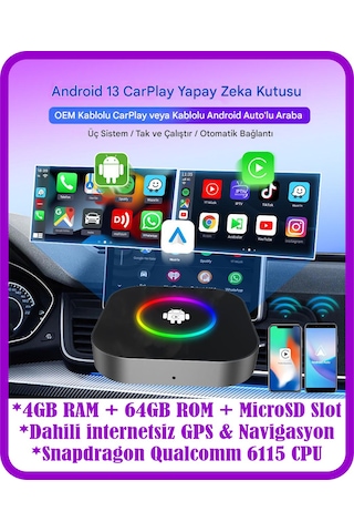Carlinkit Tbox S2 4+64g Android 13.0 Carplay Youtube Video Oynat