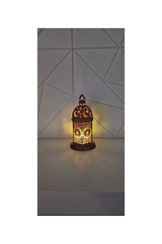 Osmanlı Ramazan Feneri - Led Mumlu Bakır