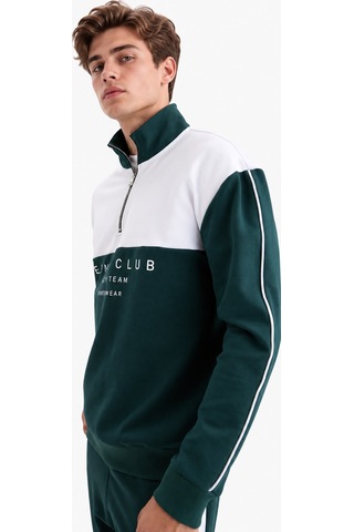 We&me Boxy Fit Gömlek Yaka Sporcu Erkek Sweatshirt Yeşil