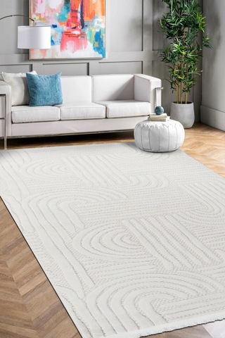 Volora Halı Koleksiyonu Yumuşak Dokulu, Modern İnce Form, Tozumaz Ve Kolay Temizlenebilir Krem - Beyaz