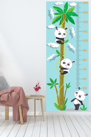 Sevimli Pandalar Ve Kuşlar Boy Ölçer Sticker Boy Ölçüm Cetveli