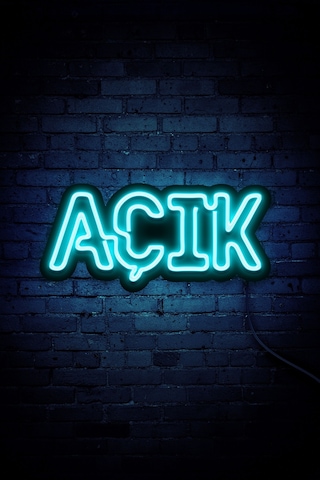 Açık Yazısı Neon Led Dükkan - İşyeri - Kapı Yazısı Mavi Mavi