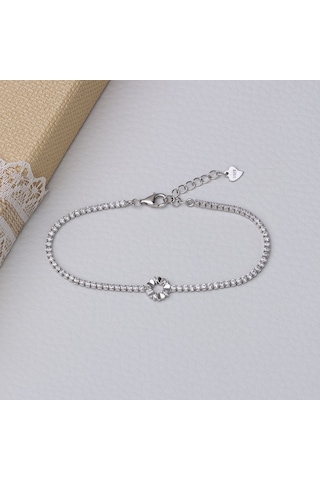 Kalp Halka Model 925 Ayar Gümüş İnce Suyolu Kadın Bileklik Gümüş