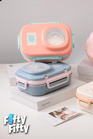 Uzspace 600 Ml Çorba Kaseli-çelik Kaşık Çatallı Paslanmaz Çelik Bento Lunch Box Yeni Nesil Sefer Tası-fflbox8021600 Turuncu