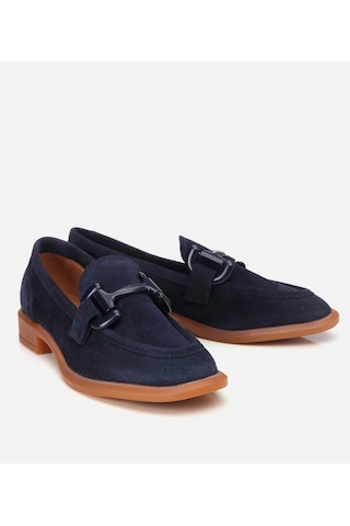 Hotiç Kadın Süet Deri Lacivert Esnek Tabanlı Günlük Loafer 01ayh306180a680 Lacivert